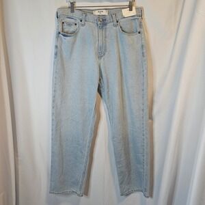 Hollister Baggy Stretch Jeans Light Wash Blue W33 L32 New Wide Leg